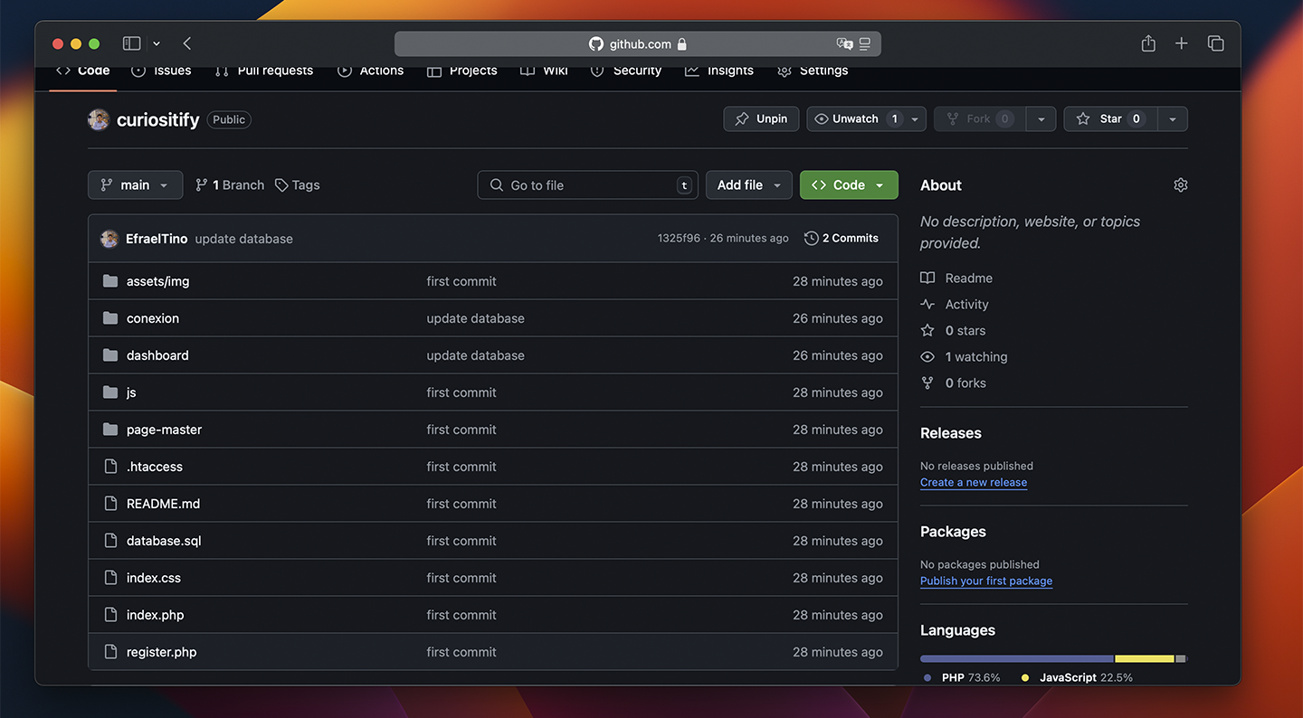 Accede a mi repositorio de GitHub para descargar el código fuente de la plataforma.